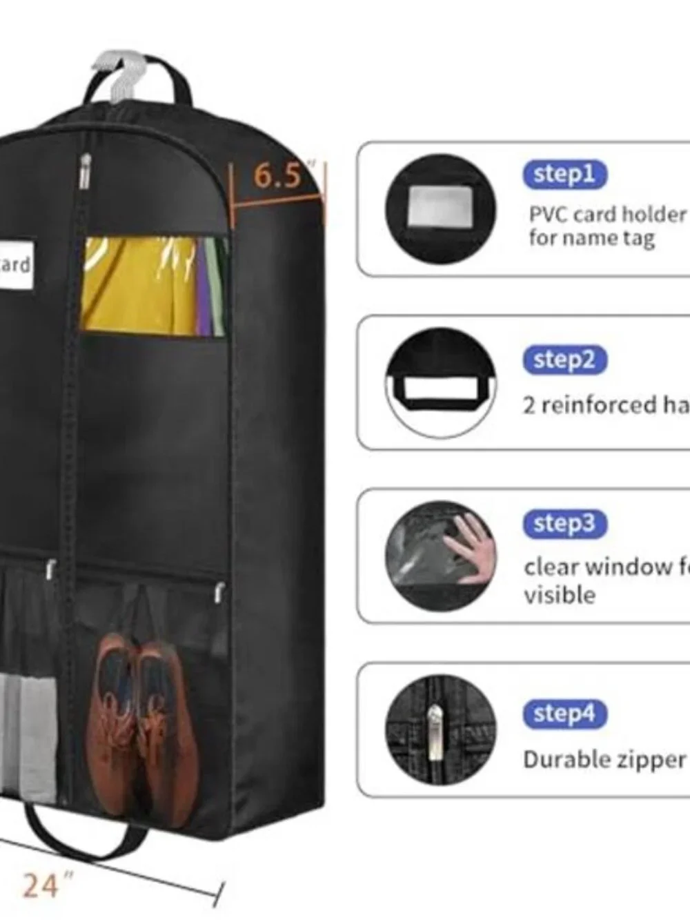 Garment Bag Suit Travel Bag Zipper Storage Cover Long Coat Dress Organizer